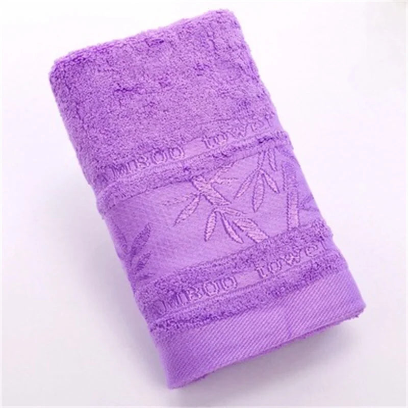 "Soft Bamboo Fiber Bath Towel - Super Absorbent, Embroidered, 6 Colors"