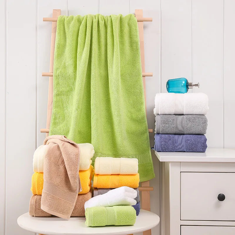 3pcs/set New Soft Towels Set 100%Cotton Bath Towel Hand Towel Washcloth Highly Absorbent Hotel Quality For Bathroom
