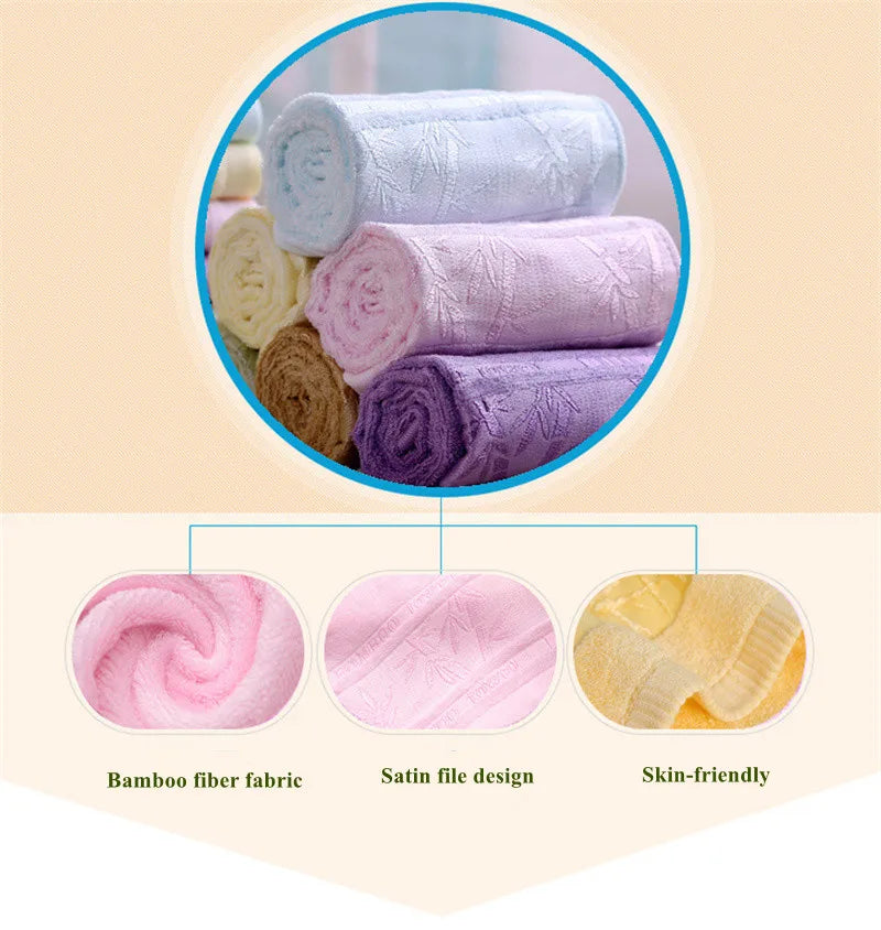 "Soft Bamboo Fiber Bath Towel - Super Absorbent, Embroidered, 6 Colors"