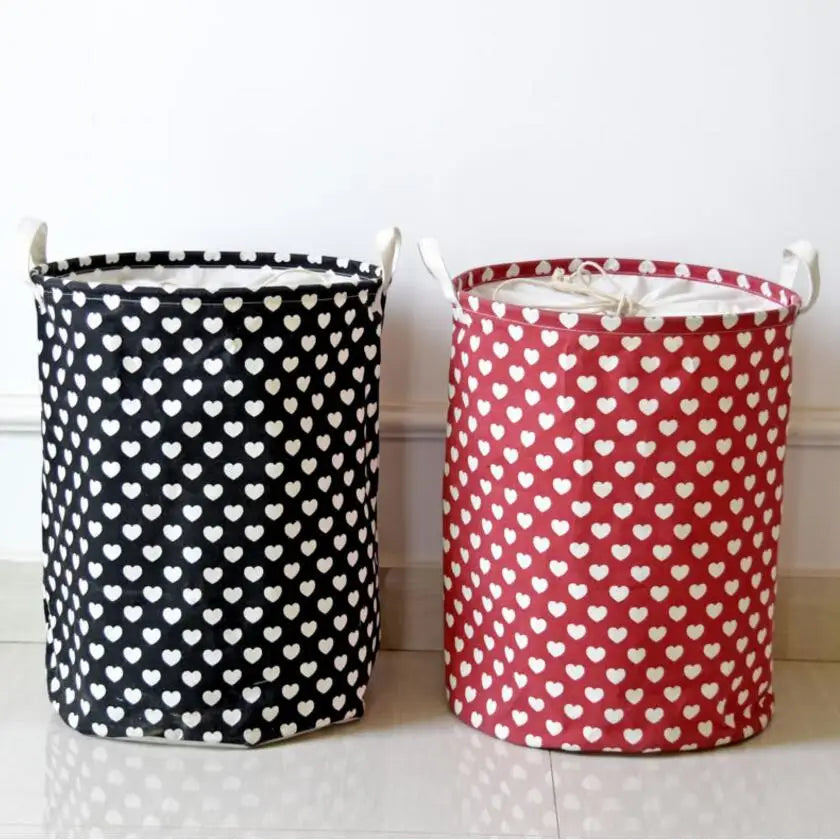 "Large Waterproof Cloth Love Laundry Hamper - Clothes & Toy Storage Organizer"