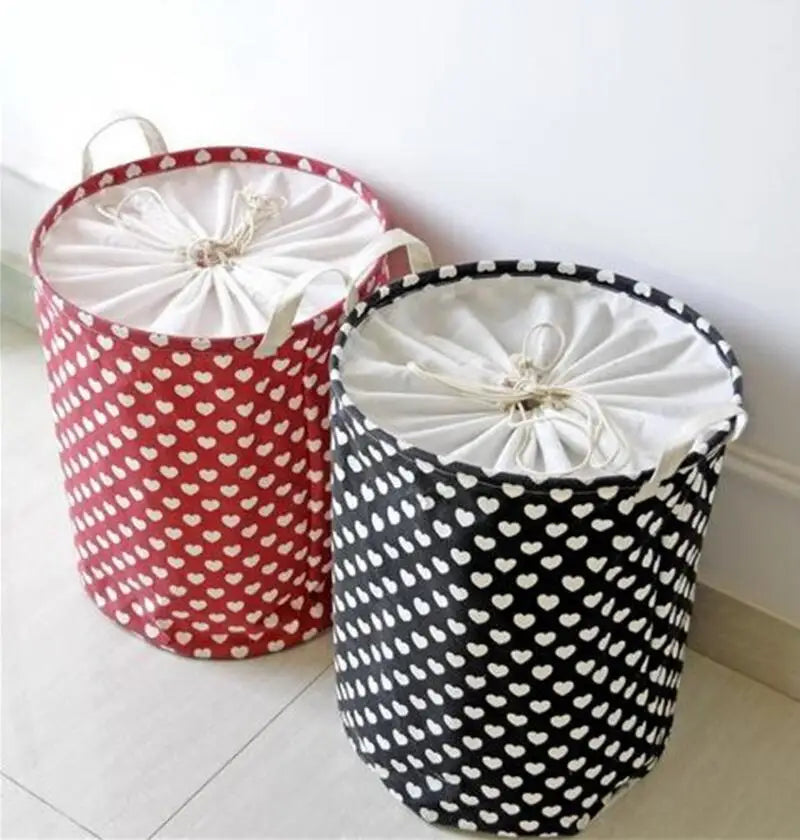 "Large Waterproof Cloth Love Laundry Hamper - Clothes & Toy Storage Organizer"