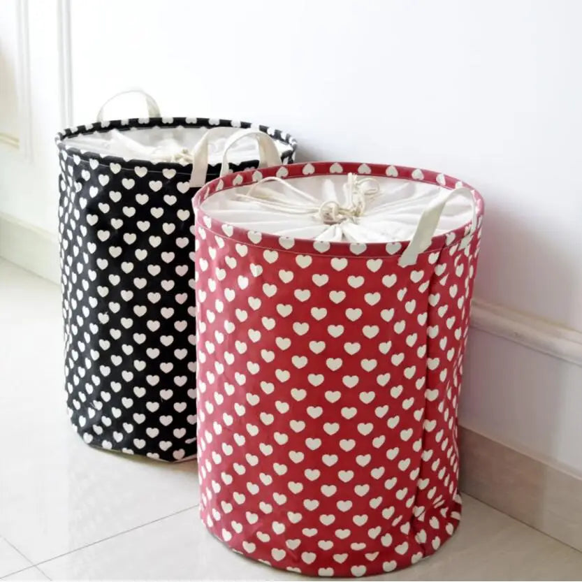 "Large Waterproof Cloth Love Laundry Hamper - Clothes & Toy Storage Organizer"