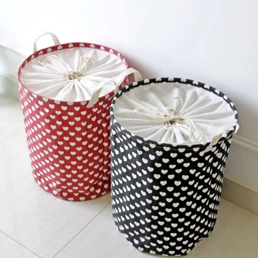 "Large Waterproof Cloth Love Laundry Hamper - Clothes & Toy Storage Organizer"