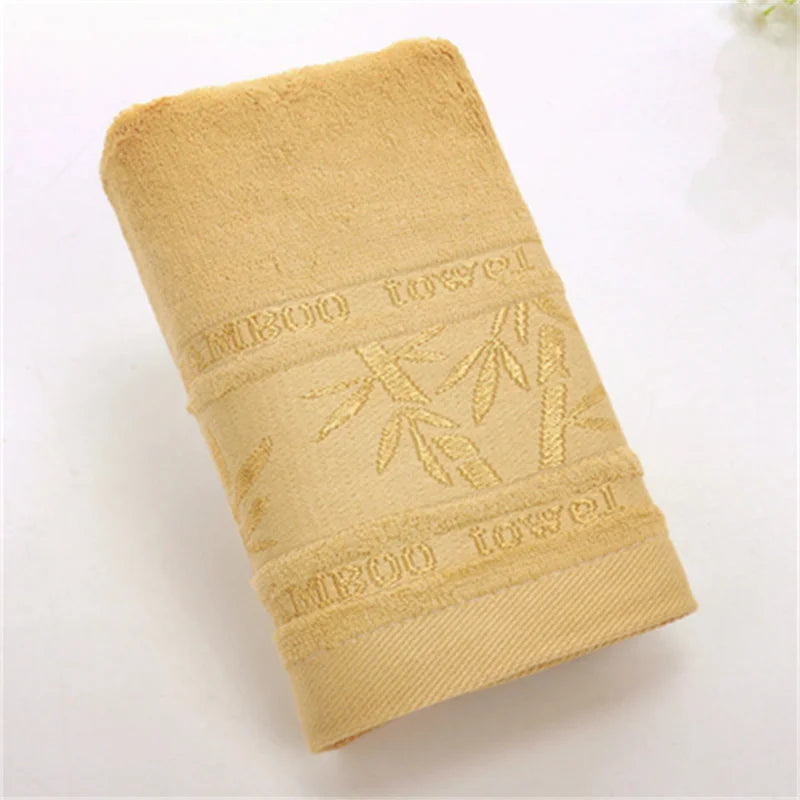 "Soft Bamboo Fiber Bath Towel - Super Absorbent, Embroidered, 6 Colors"