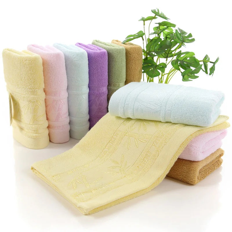 "Soft Bamboo Fiber Bath Towel - Super Absorbent, Embroidered, 6 Colors"