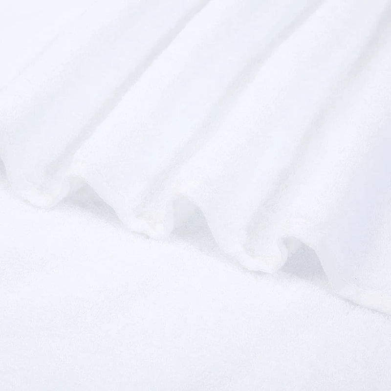 "White Cotton Bath Towel 35x75cm Quick-Dry Soft Absorbent Embroidered"