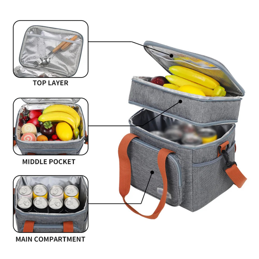 "Portable Insulated Lunch Bag - Waterproof, Thermal Cooler with Shoulder Strap"