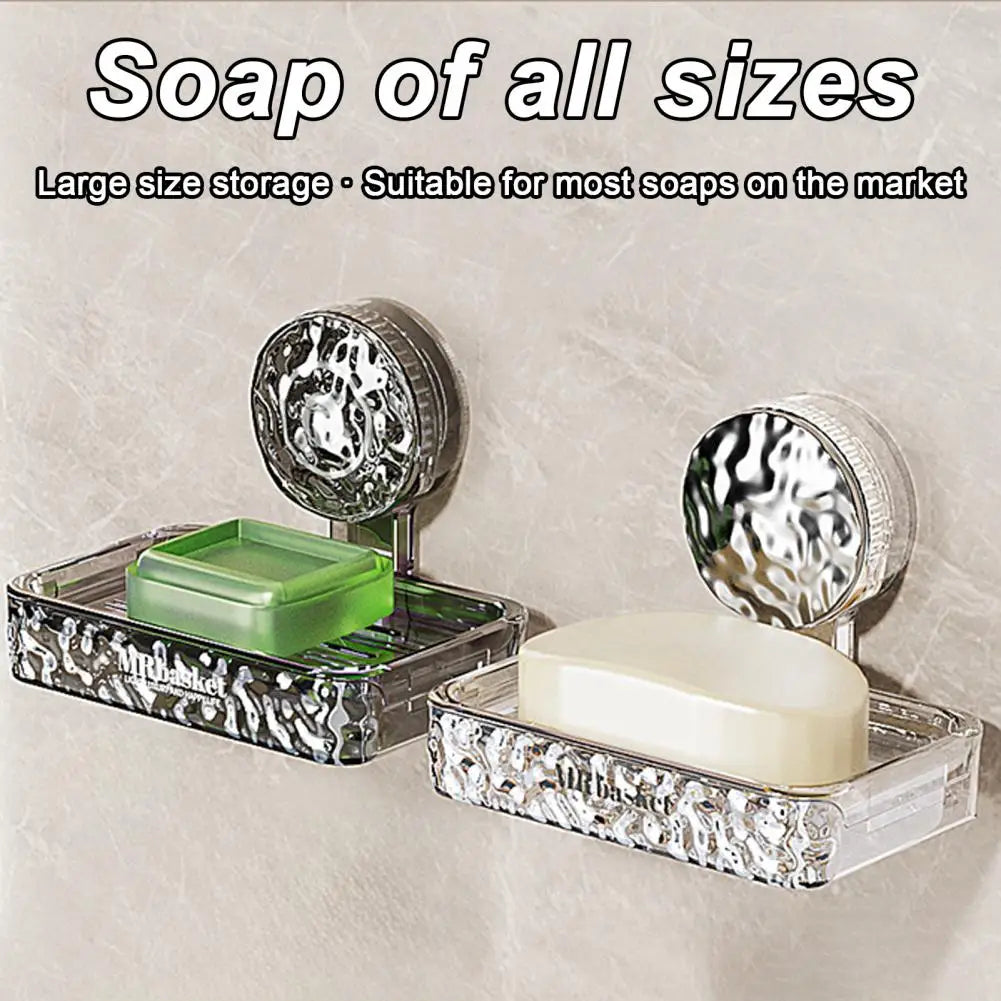 "Suction Cup Soap Dish, Wall-Mounted Shower Caddy Storage Rack"