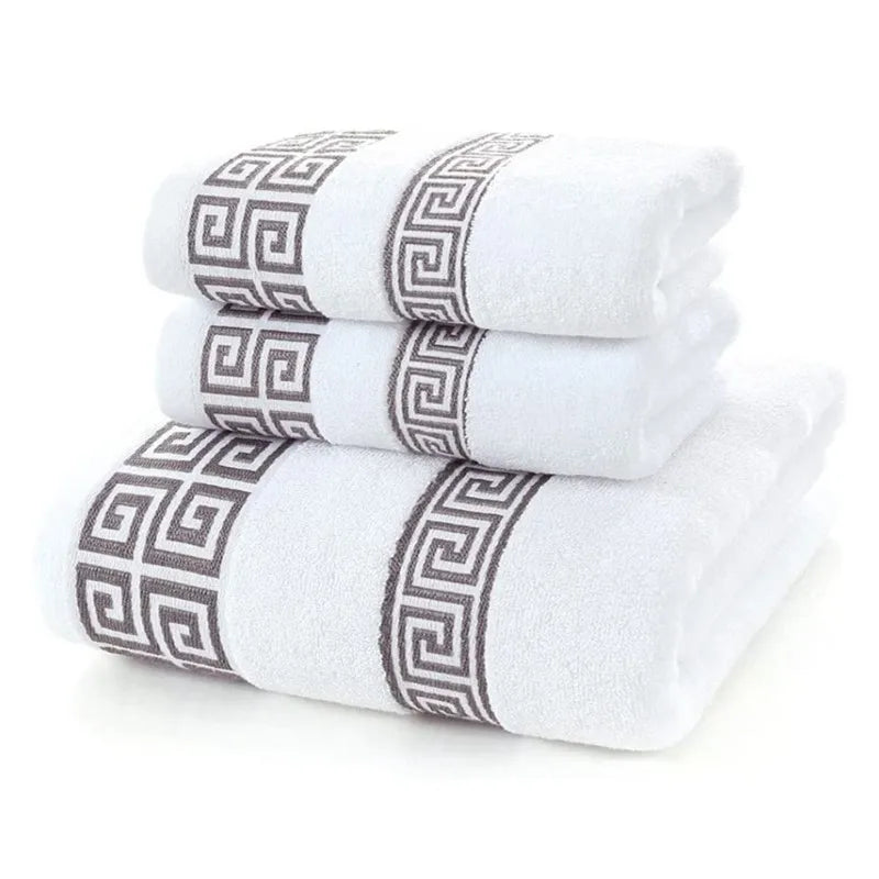 "White Cotton Bath Towel 35x75cm Quick-Dry Soft Absorbent Embroidered"