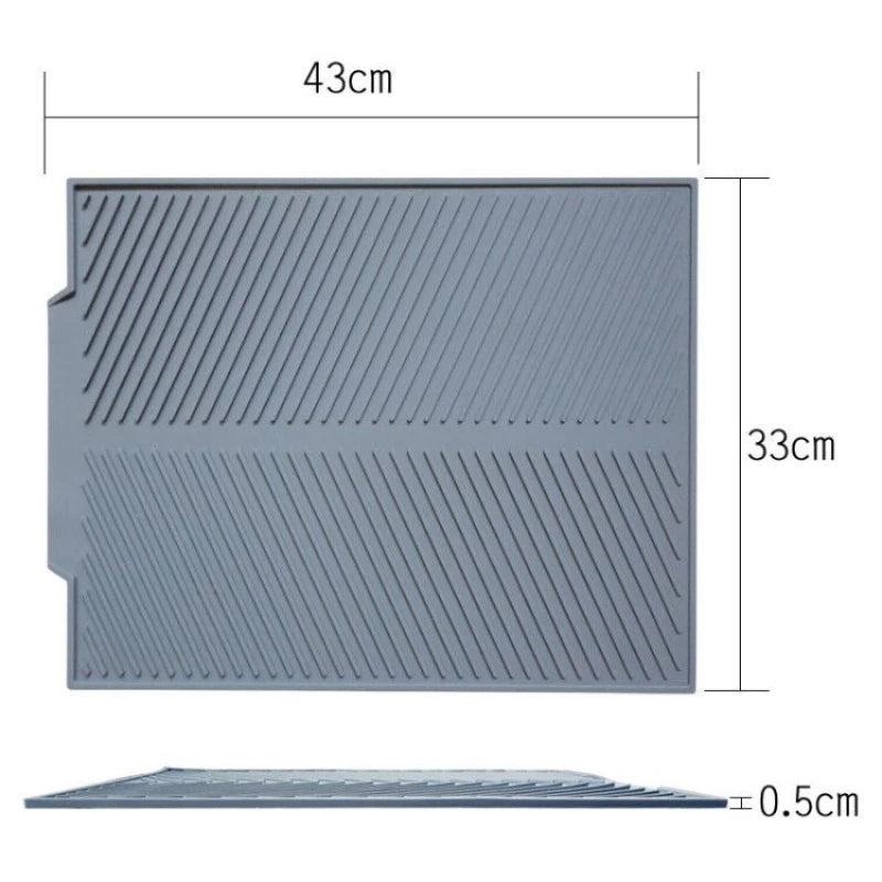"Silicone Drain Pad Rack - Durable Kitchen Mat for Drying and Protection"