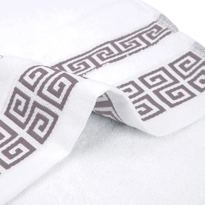 "White Cotton Bath Towel 35x75cm Quick-Dry Soft Absorbent Embroidered"