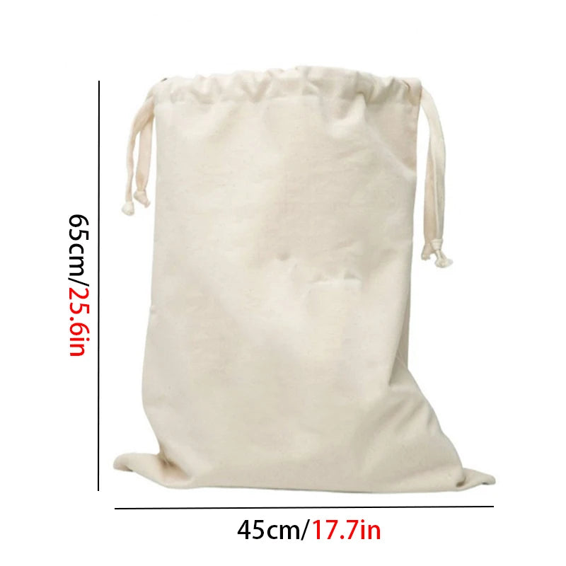"Cute Animal Stripe Cotton Laundry Bag - Canvas Toy Storage & Dirty Clothes Organizer"