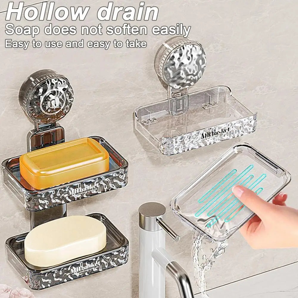 "Suction Cup Soap Dish, Wall-Mounted Shower Caddy Storage Rack"