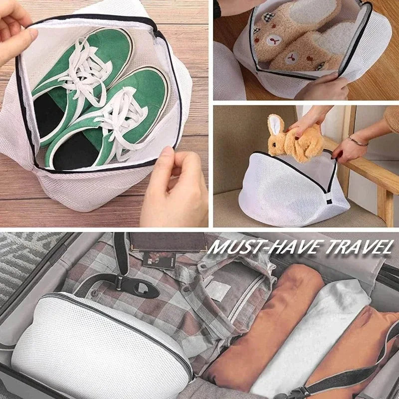 "Mesh Laundry Bag for Washing Machine - Zipped Shoe Storage & Organizer Bags"