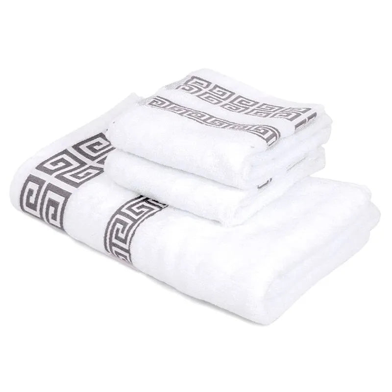 "White Cotton Bath Towel 35x75cm Quick-Dry Soft Absorbent Embroidered"