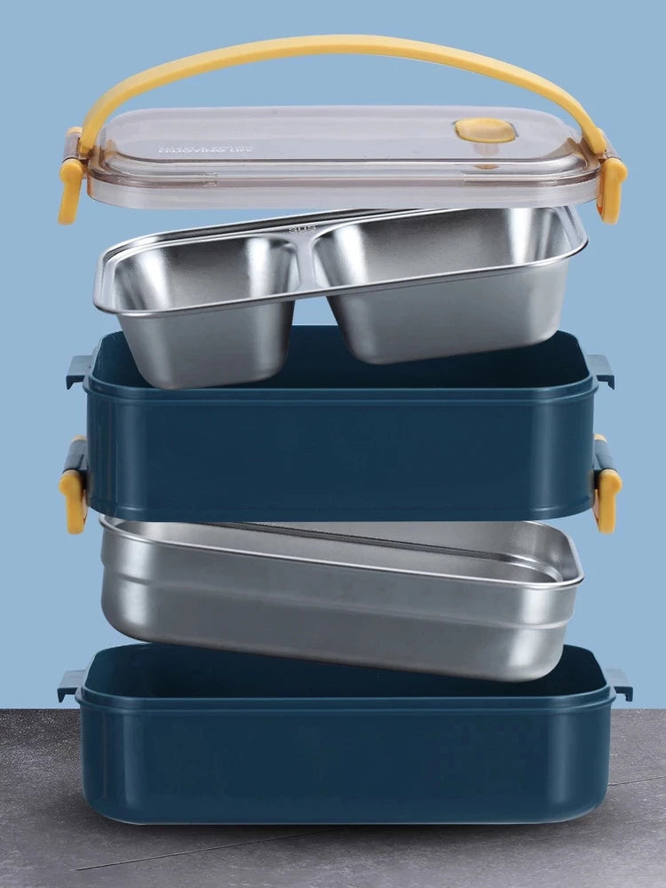 "Stainless Steel Bento Lunch Box - Portable Food Storage for Kids & Office"