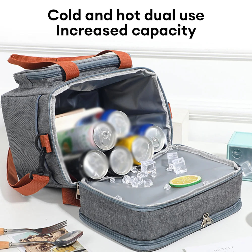 "Portable Insulated Lunch Bag - Waterproof, Thermal Cooler with Shoulder Strap"