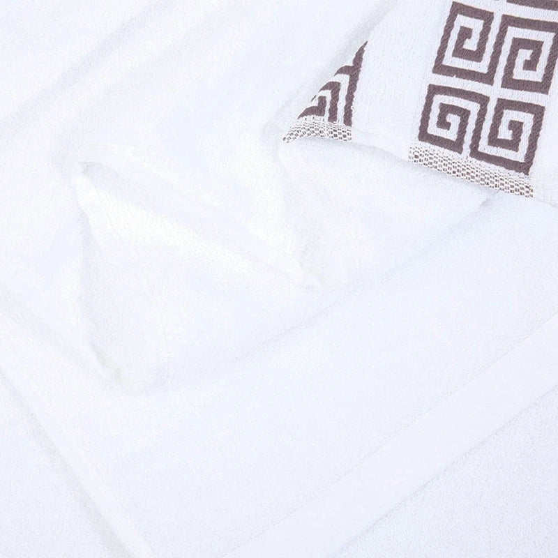 "White Cotton Bath Towel 35x75cm Quick-Dry Soft Absorbent Embroidered"
