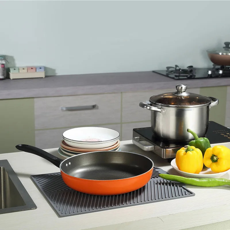 "Silicone Drain Pad Rack - Durable Kitchen Mat for Drying and Protection"