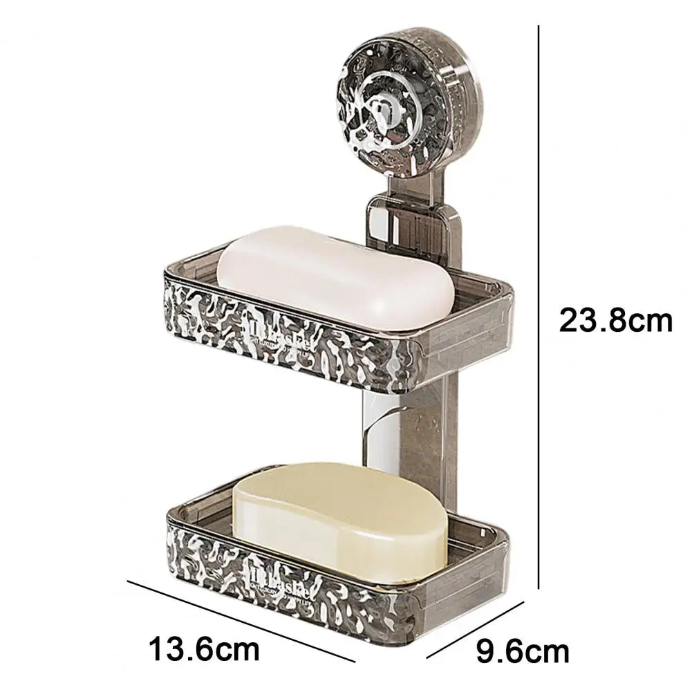 "Suction Cup Soap Dish, Wall-Mounted Shower Caddy Storage Rack"
