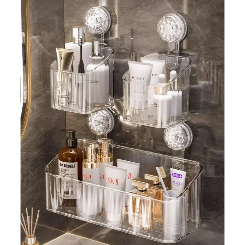 "Multi-Functional Bathroom Shelf with Suction Cup, No Drill Shower Caddy"