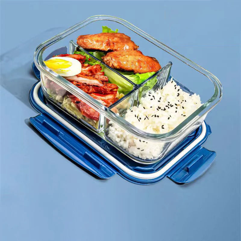 "Microwave Safe Glass Lunch Box - 1050ml Bento Food Storage Container"