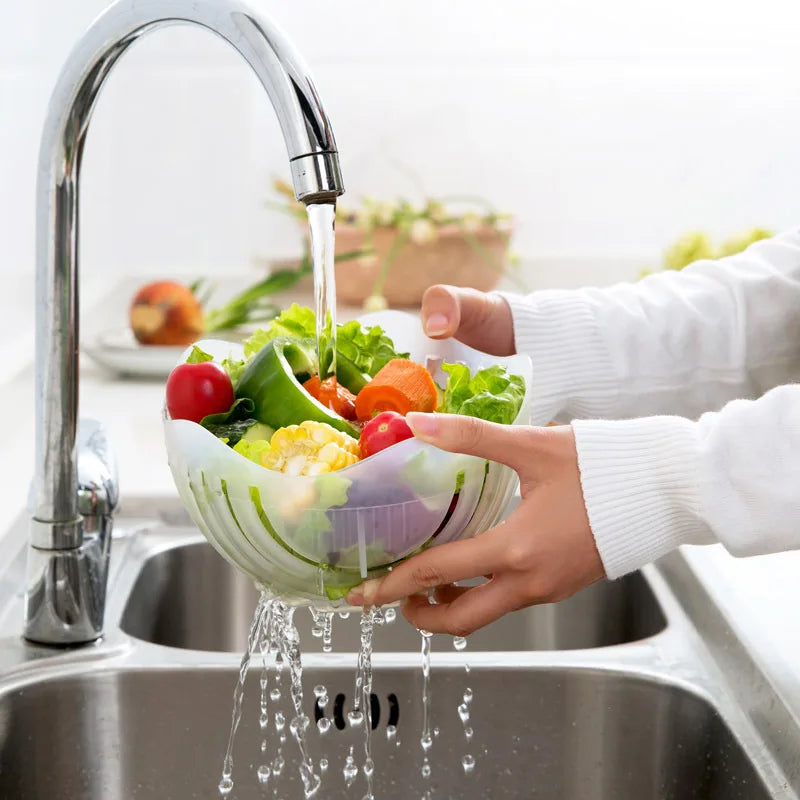 "Vegetable Salad Cutter Bowl - Easy Fruit & Veggie Slicing Kitchen Tool"