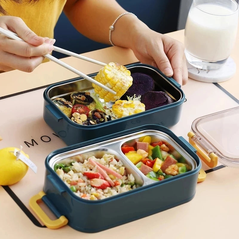 "Stainless Steel Bento Lunch Box - Portable Food Storage for Kids & Office"