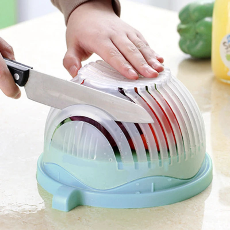 "Vegetable Salad Cutter Bowl - Easy Fruit & Veggie Slicing Kitchen Tool"
