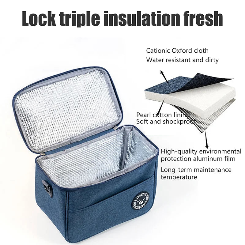 "Insulated Lunch Bag - Portable Thermal Food Storage for Office & Picnic"