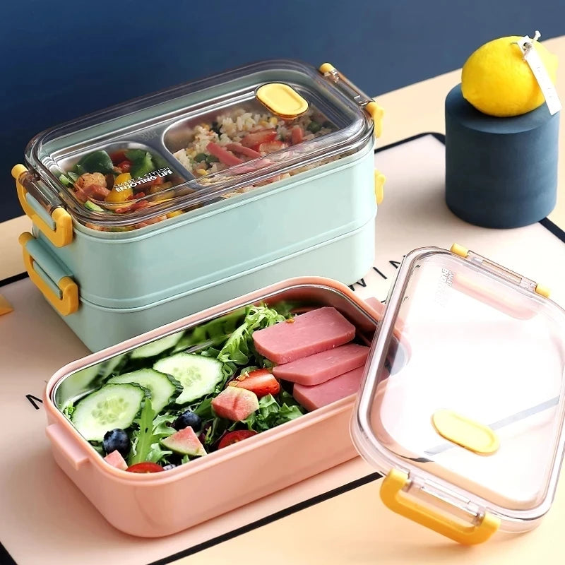 "Stainless Steel Bento Lunch Box - Portable Food Storage for Kids & Office"