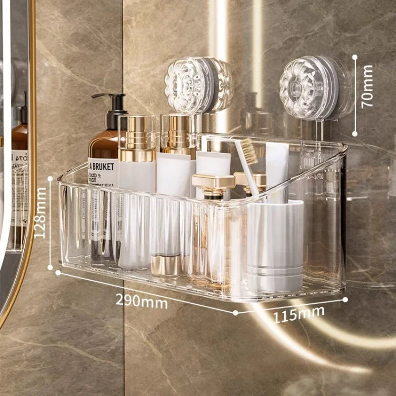 "Multi-Functional Bathroom Shelf with Suction Cup, No Drill Shower Caddy"