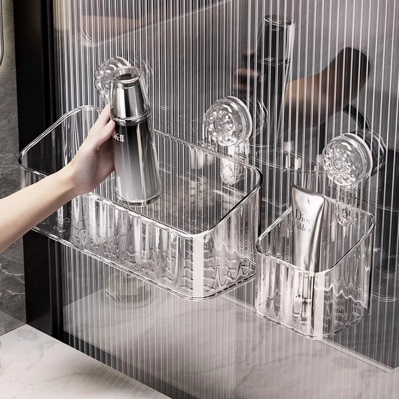 "Multi-Functional Bathroom Shelf with Suction Cup, No Drill Shower Caddy"