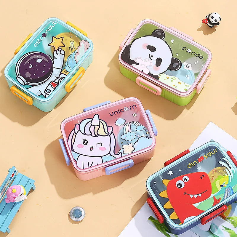 "Cute 2024 Kids' Bento Lunch Box - Leakproof with Compartments for Snacks"