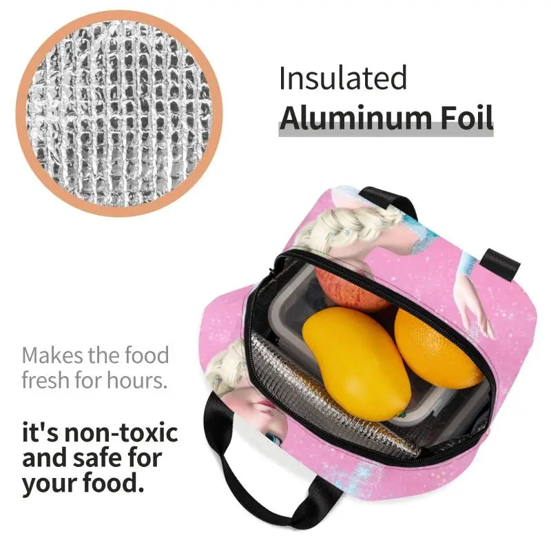 "Custom Frozen Princess Insulated Lunch Bag - Portable Thermal Tote for Kids"