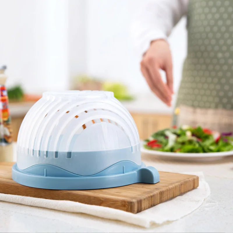 "Vegetable Salad Cutter Bowl - Easy Fruit & Veggie Slicing Kitchen Tool"