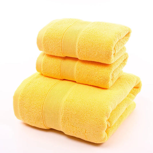 3pcs/set New Soft Towels Set 100%Cotton Bath Towel Hand Towel Washcloth Highly Absorbent Hotel Quality For Bathroom