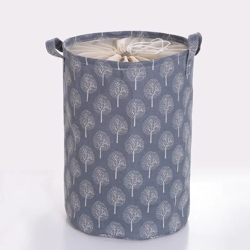 "Waterproof Canvas Laundry Hamper Bag with Tree Pattern for Storage"