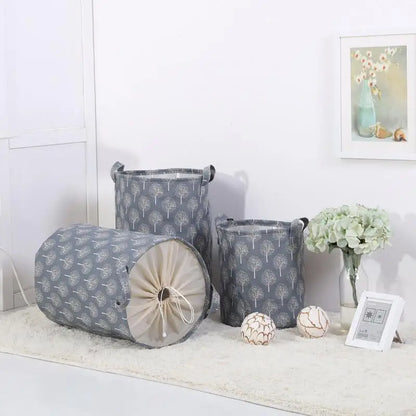 "Waterproof Canvas Laundry Hamper Bag with Tree Pattern for Storage"
