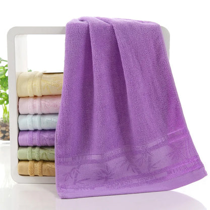 "Soft Bamboo Fiber Bath Towel - Super Absorbent, Embroidered, 6 Colors"