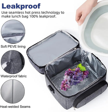 "Portable Insulated Lunch Bag - Waterproof, Thermal Cooler with Shoulder Strap"