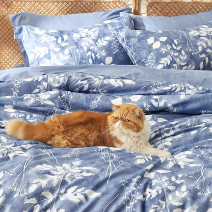 "Bedsure 7-Piece Floral Comforter Set with Reversible Botanical Design"
