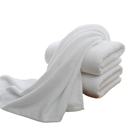 "80x160cm Thickened White Cotton Bath Towel - Highly Absorbent for Pools & Hotels"
