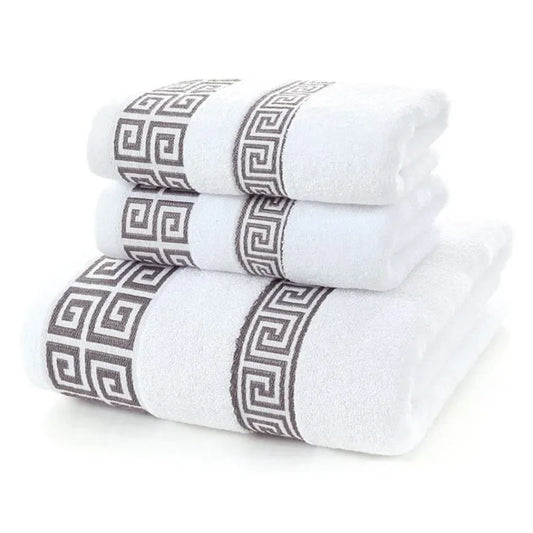 "White Cotton Bath Towel 35x75cm Quick-Dry Soft Absorbent Embroidered"