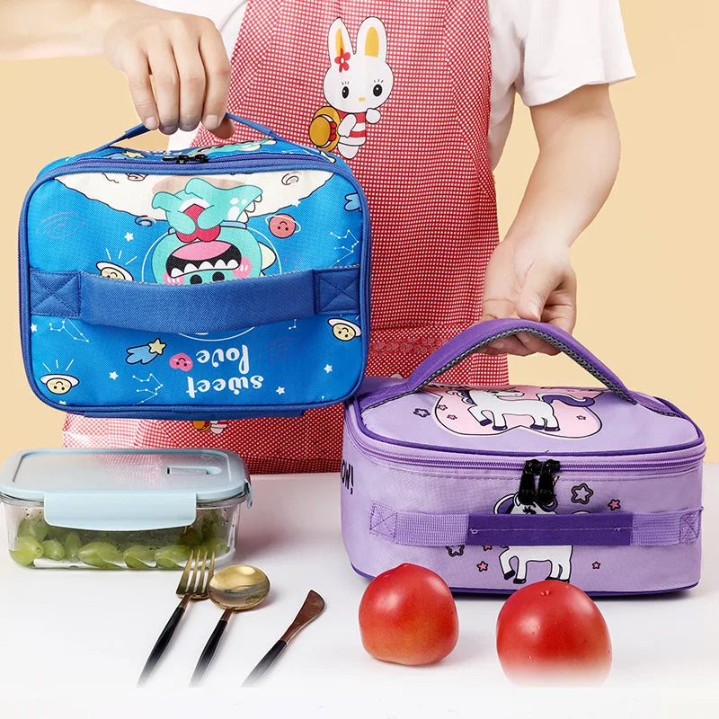 "Kids Cartoon Cooler Lunch Bag - Portable Thermal Picnic Tote for School"