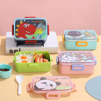 "Cute 2024 Kids' Bento Lunch Box - Leakproof with Compartments for Snacks"