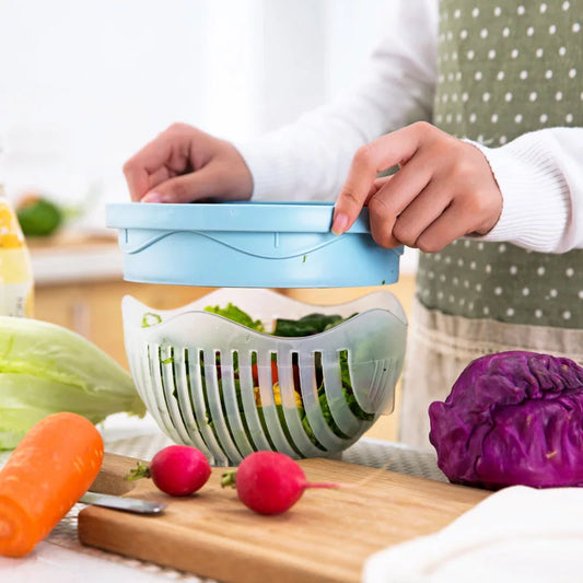 "Vegetable Salad Cutter Bowl - Easy Fruit & Veggie Slicing Kitchen Tool"