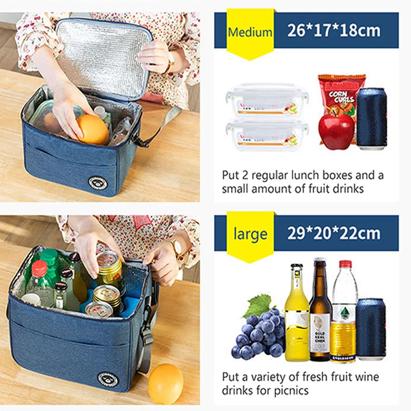 "Insulated Lunch Bag - Portable Thermal Food Storage for Office & Picnic"