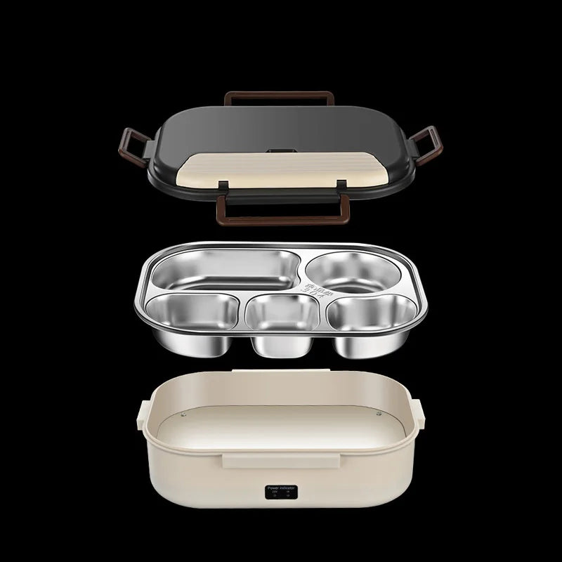 "Electric Heated Lunch Box - Stainless Steel Insulated Bento, 1.2L, 12V/220V"