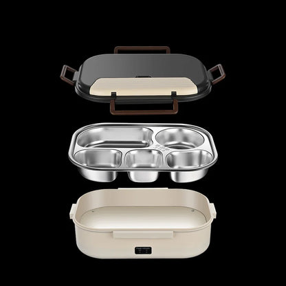 "Electric Heated Lunch Box - Stainless Steel Insulated Bento, 1.2L, 12V/220V"